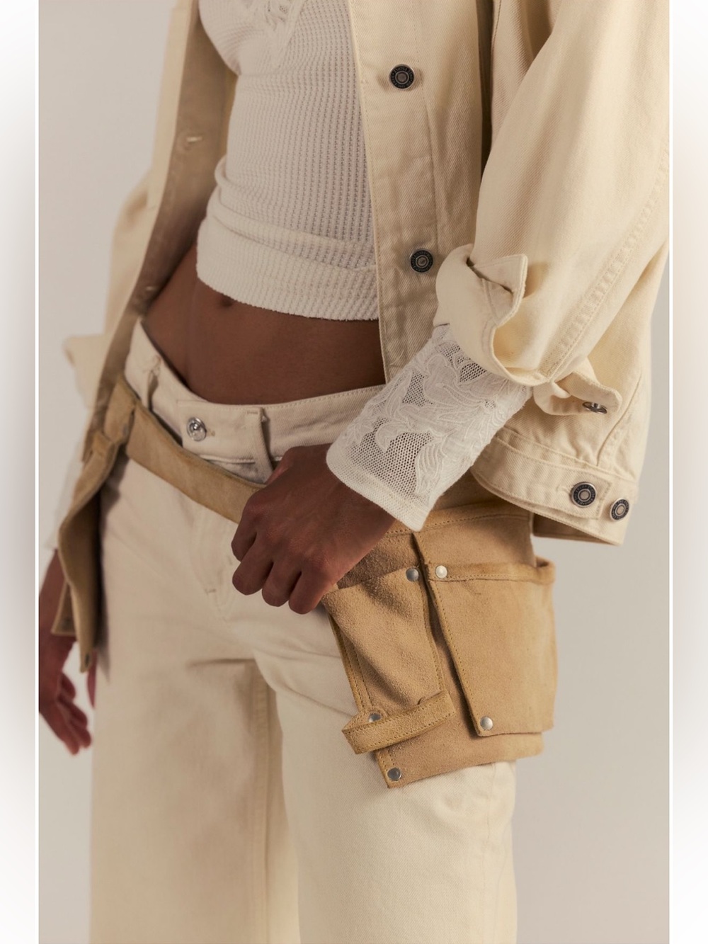 Free People Crew Cargo Pocket Belt in Italian Straw NWOT Size M/L - Picture 4 of 12